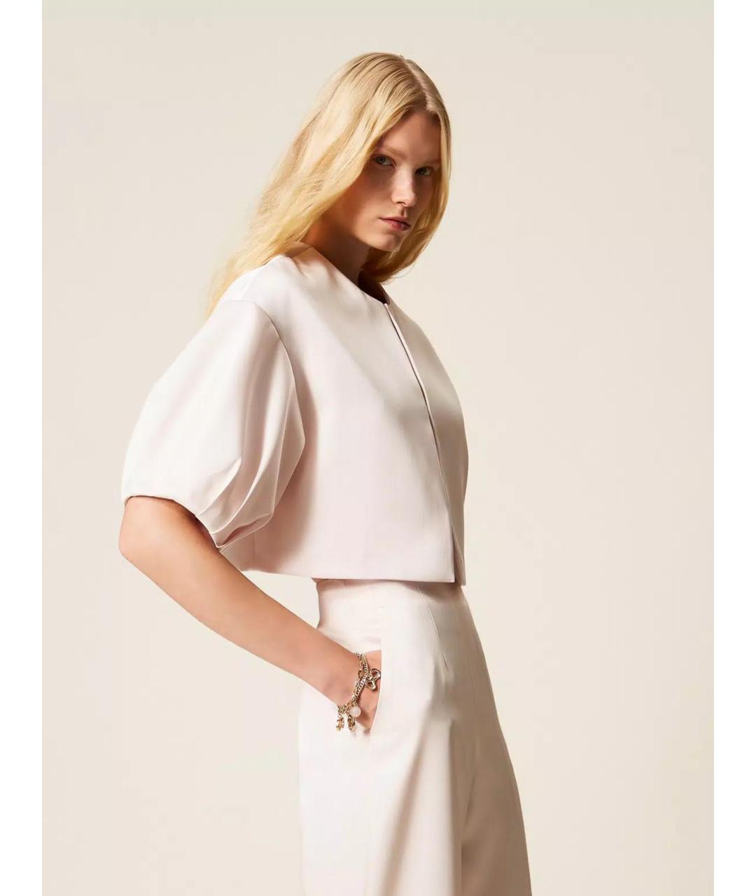 TWIN-SET Розовый полиэстеровый жакет/пиджак, фото 4