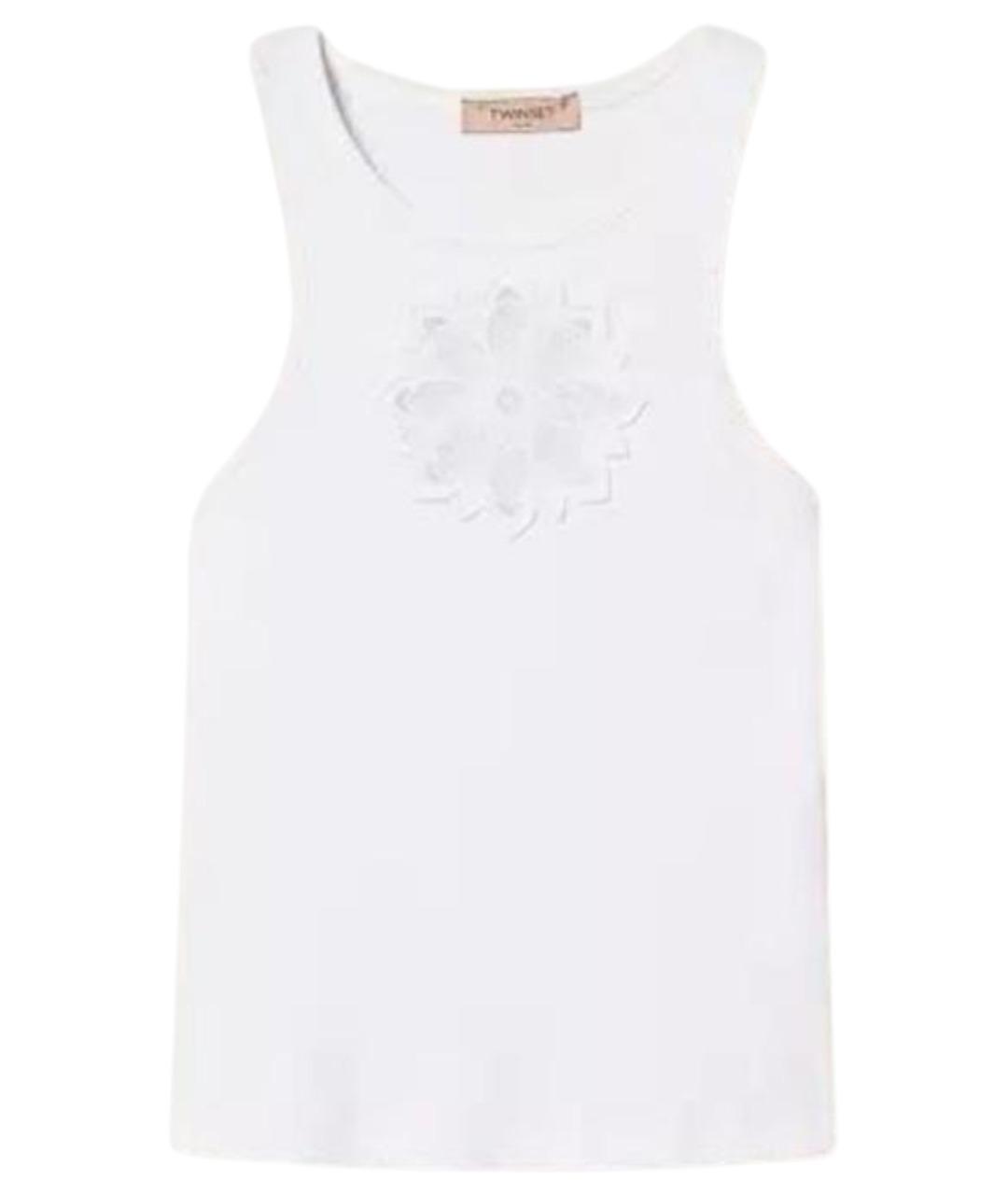 TWIN-SET Белая хлопковая майка, фото 1