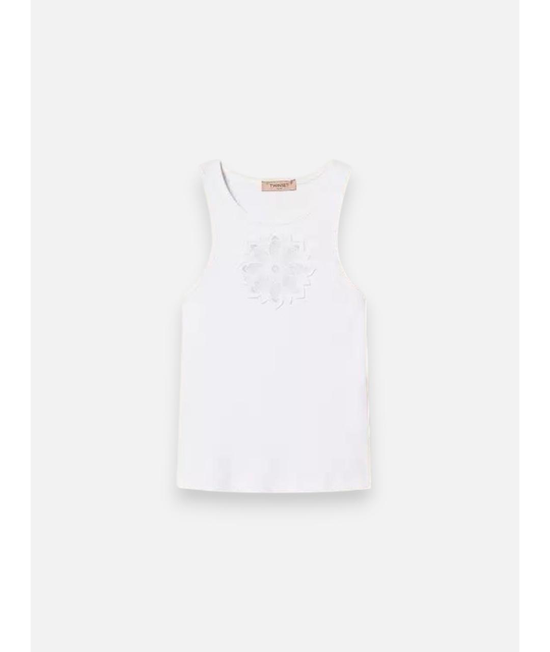 TWIN-SET Белая хлопковая майка, фото 7