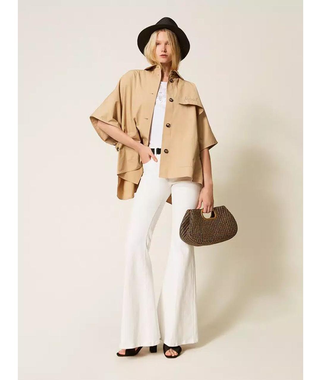 TWIN-SET Белая хлопковая майка, фото 2