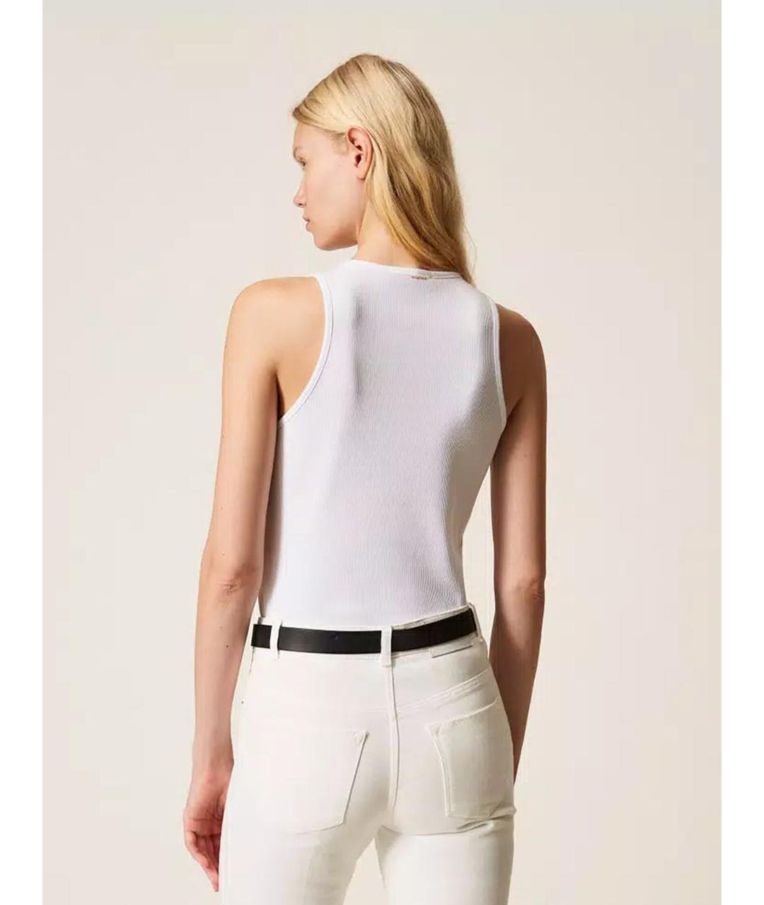 TWIN-SET Белая хлопковая майка, фото 6