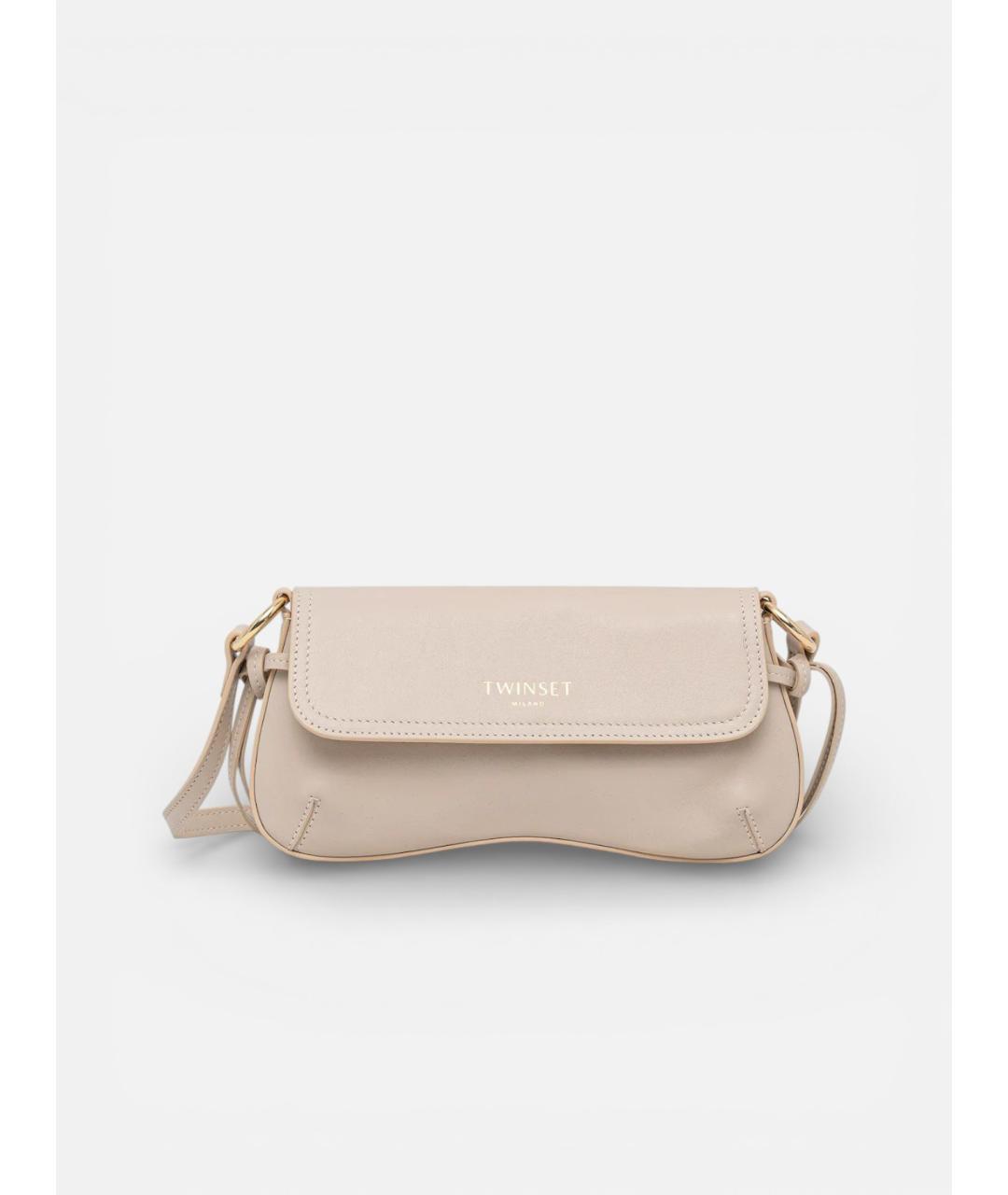 TWIN-SET Серая кожаная сумка через плечо, фото 6