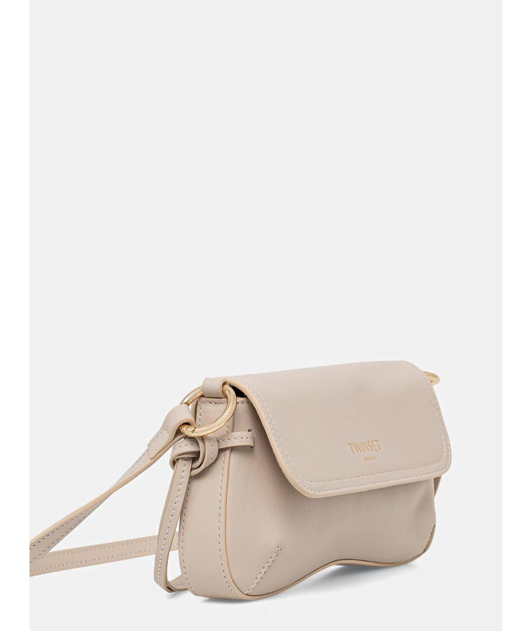 TWIN-SET Серая кожаная сумка через плечо, фото 2