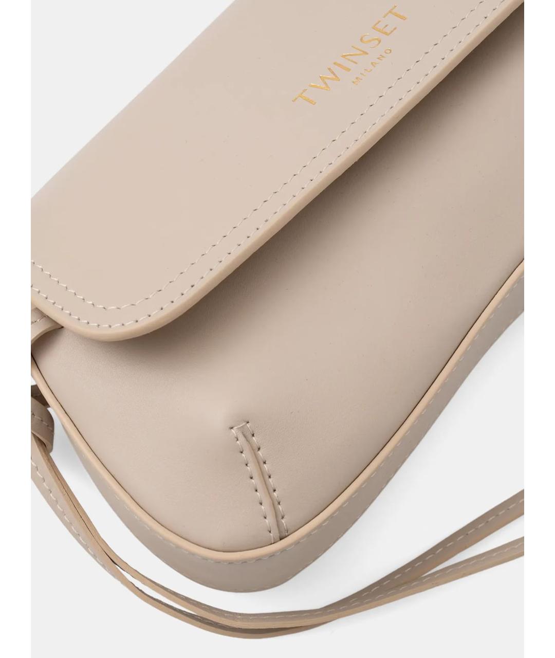 TWIN-SET Серая кожаная сумка через плечо, фото 4