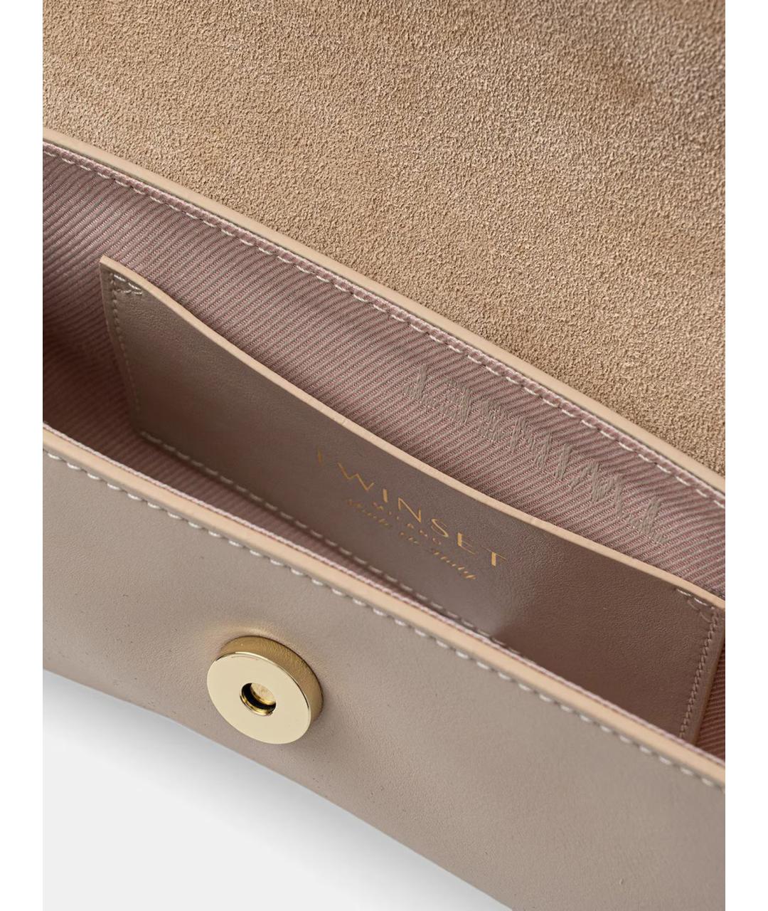 TWIN-SET Серая кожаная сумка через плечо, фото 5