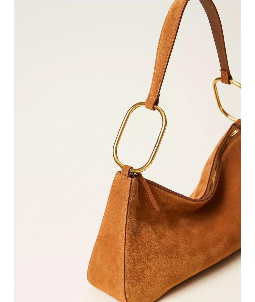 TWIN-SET Коричневая кожаная сумка через плечо, фото 3