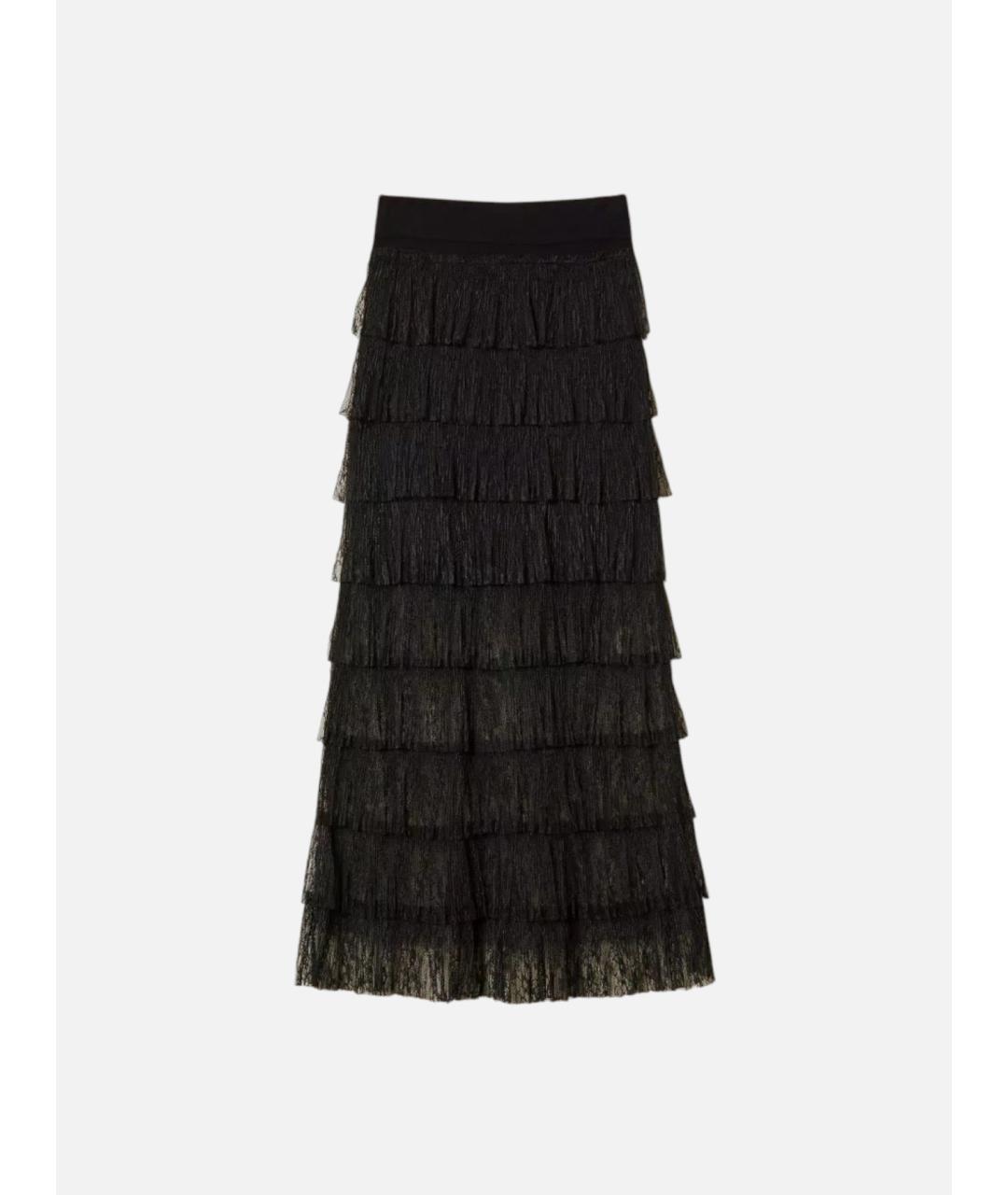 TWIN-SET Черная вискозная юбка миди, фото 8