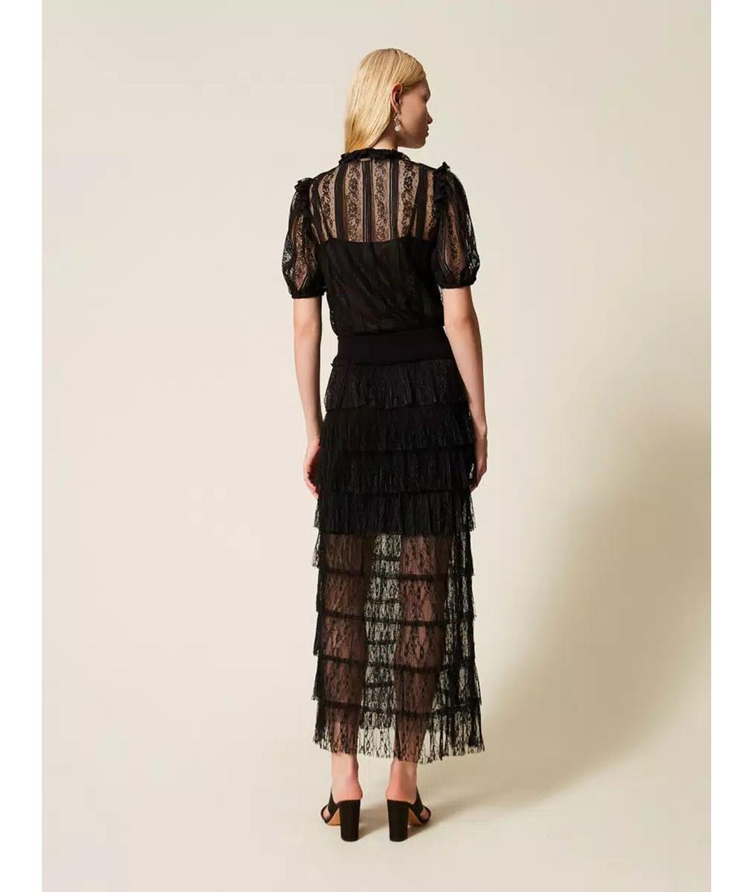 TWIN-SET Черная вискозная юбка миди, фото 4