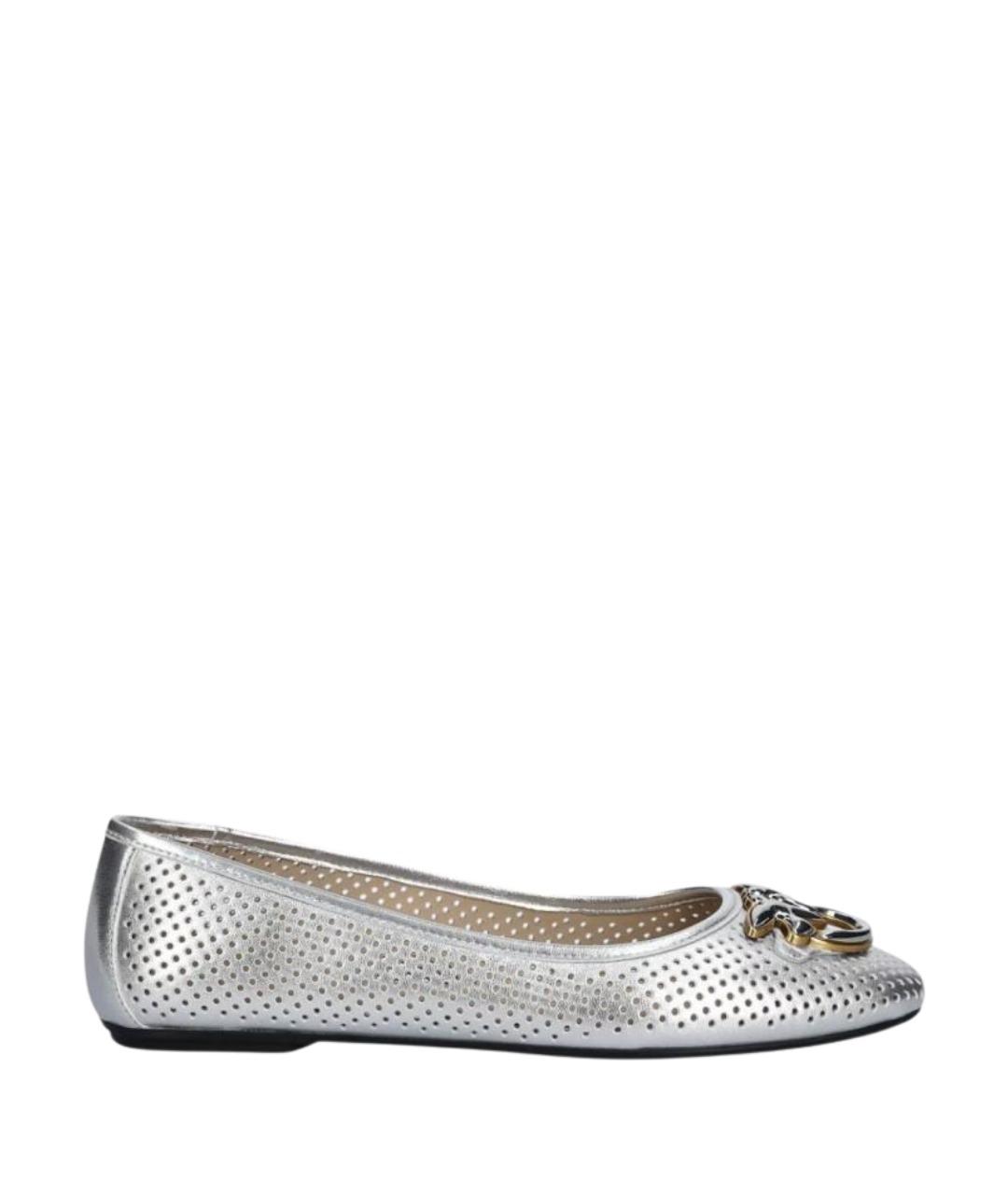 PINKO Серебряные кожаные балетки, фото 1