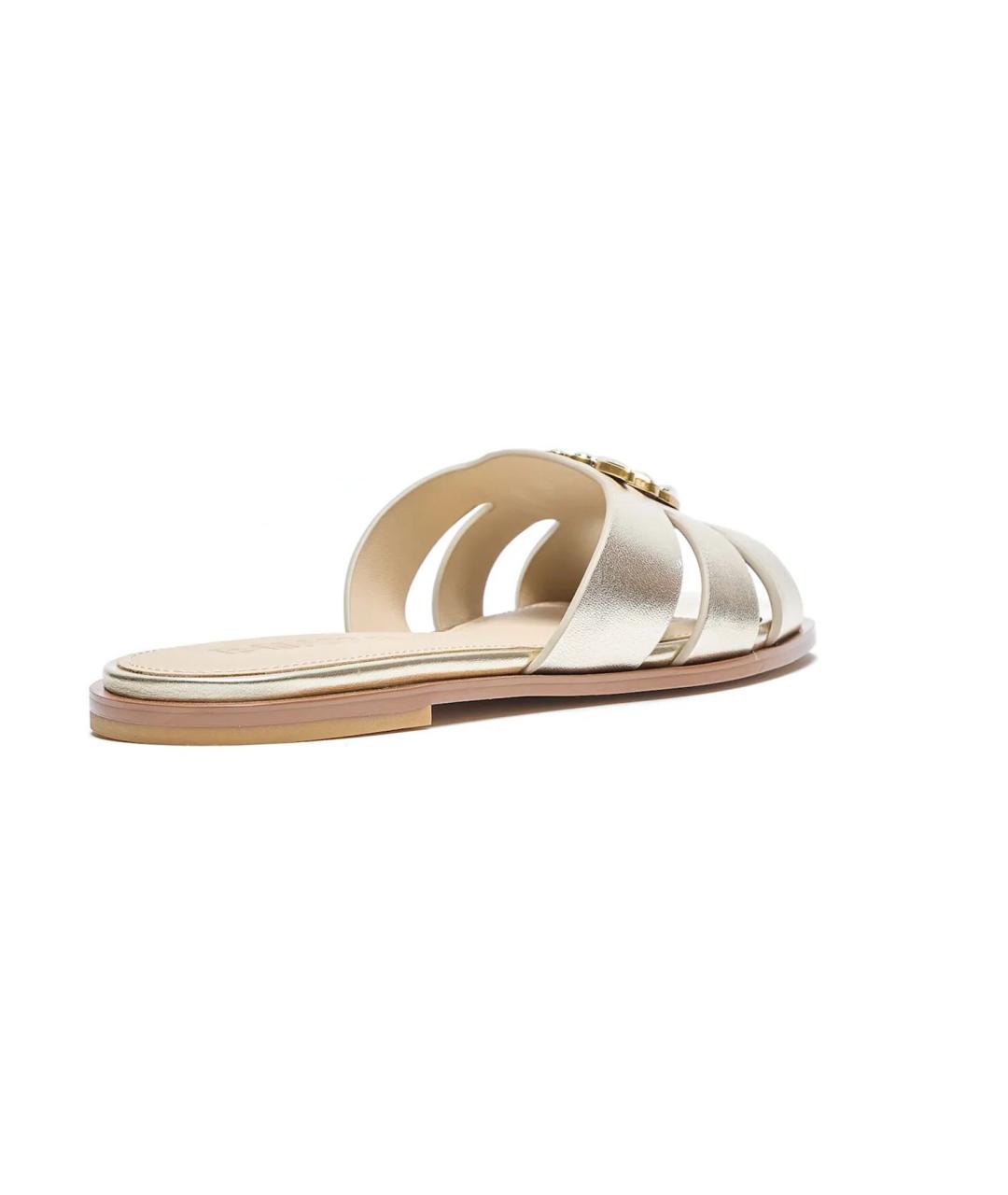 PINKO Серебряные кожаные шлепанцы, фото 3