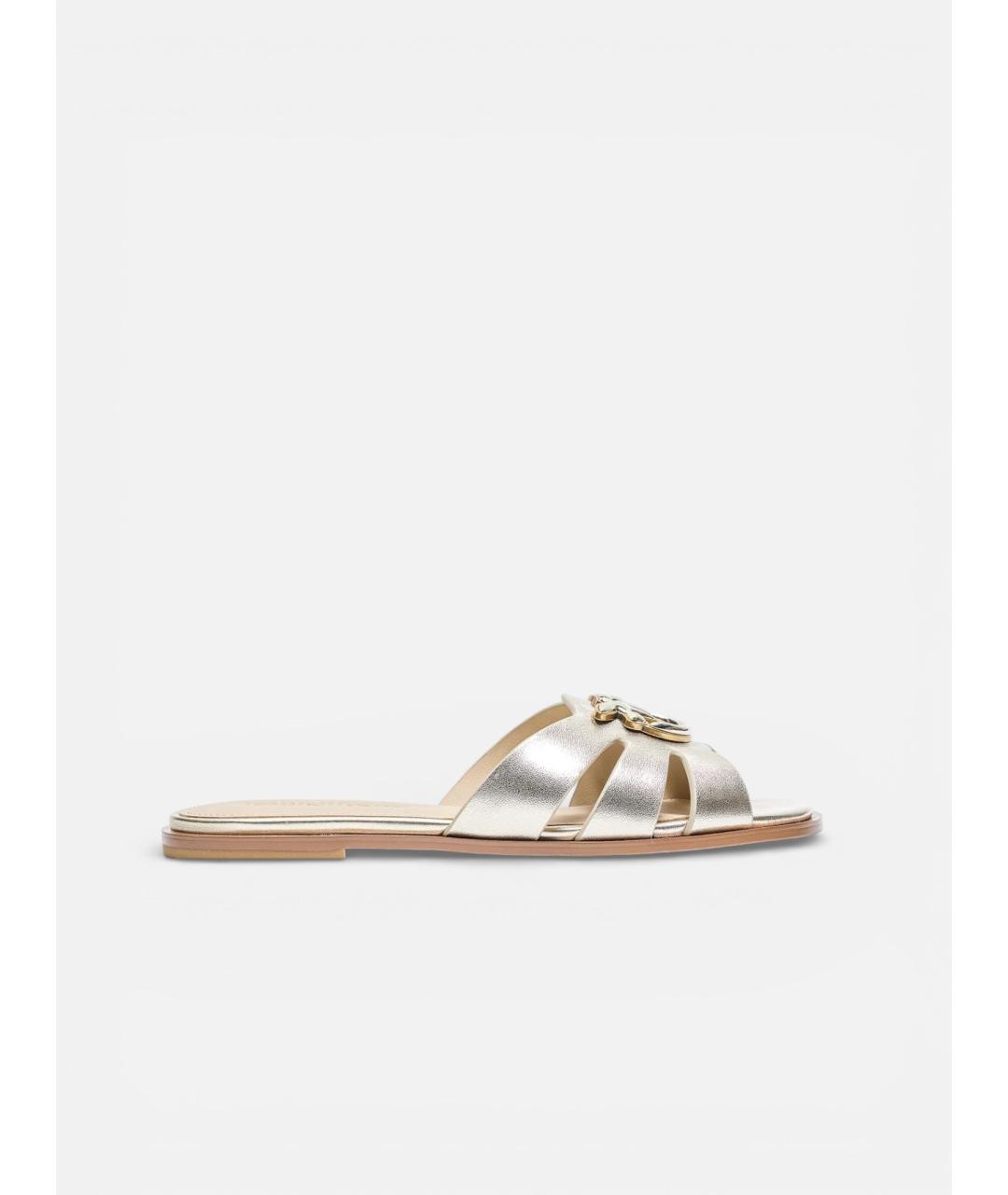 PINKO Серебряные кожаные шлепанцы, фото 5