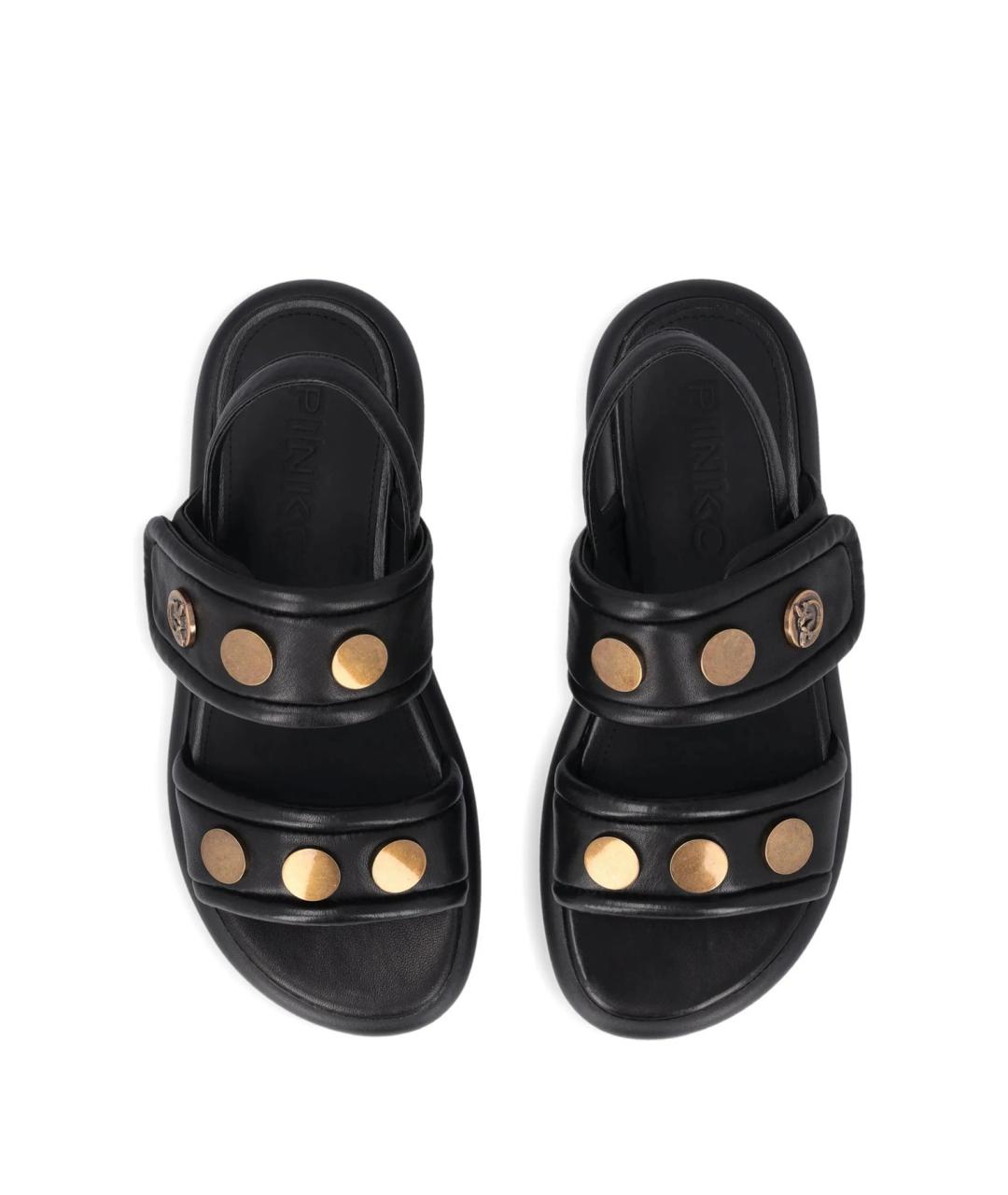 PINKO Черные кожаные босоножки, фото 4