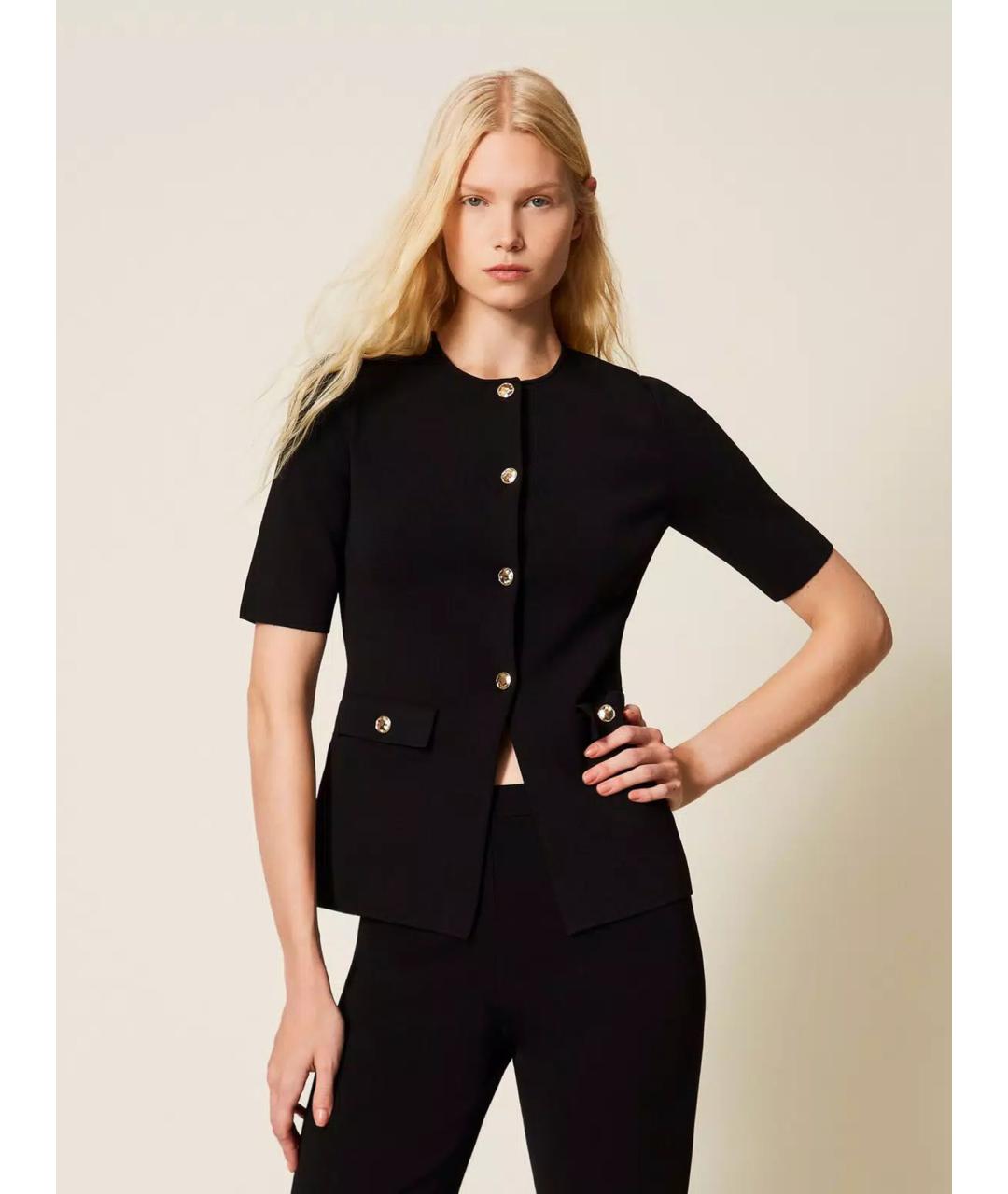 TWIN-SET Черный вискозный жакет/пиджак, фото 3