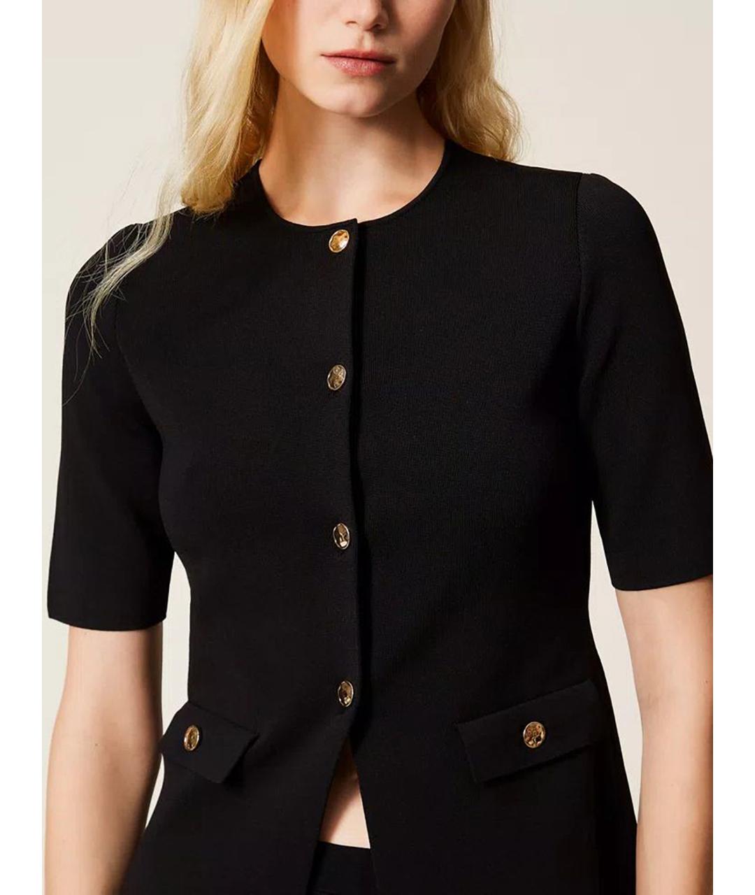 TWIN-SET Черный вискозный жакет/пиджак, фото 5