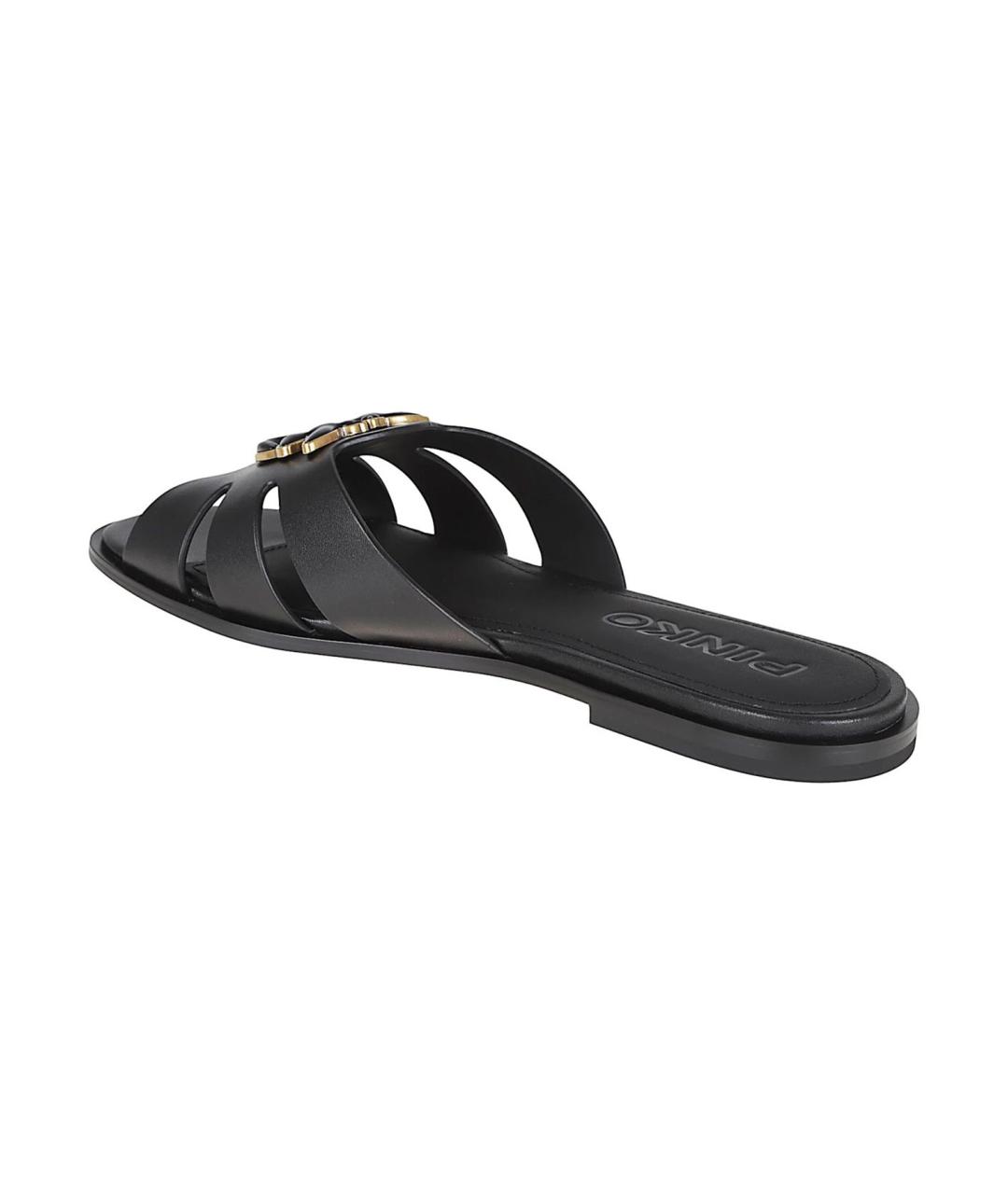 PINKO Черные кожаные шлепанцы, фото 3