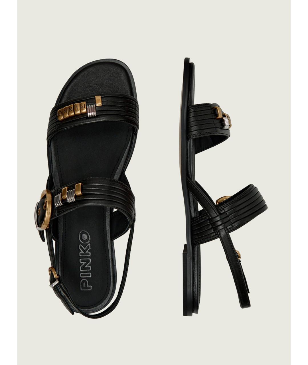 PINKO Черные кожаные сандалии, фото 4