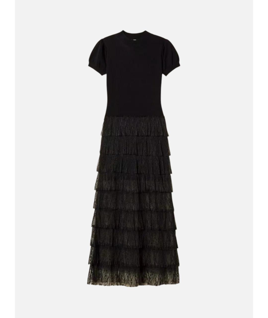 TWIN-SET Черное вискозное повседневное платье, фото 6