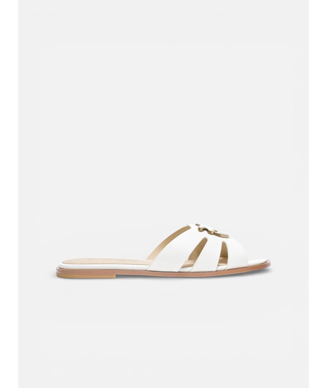 PINKO Белые кожаные шлепанцы, фото 5