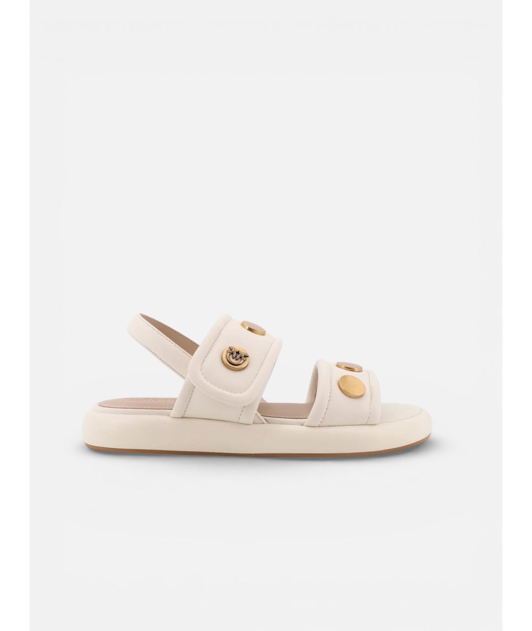 PINKO Бежевые кожаные босоножки, фото 6