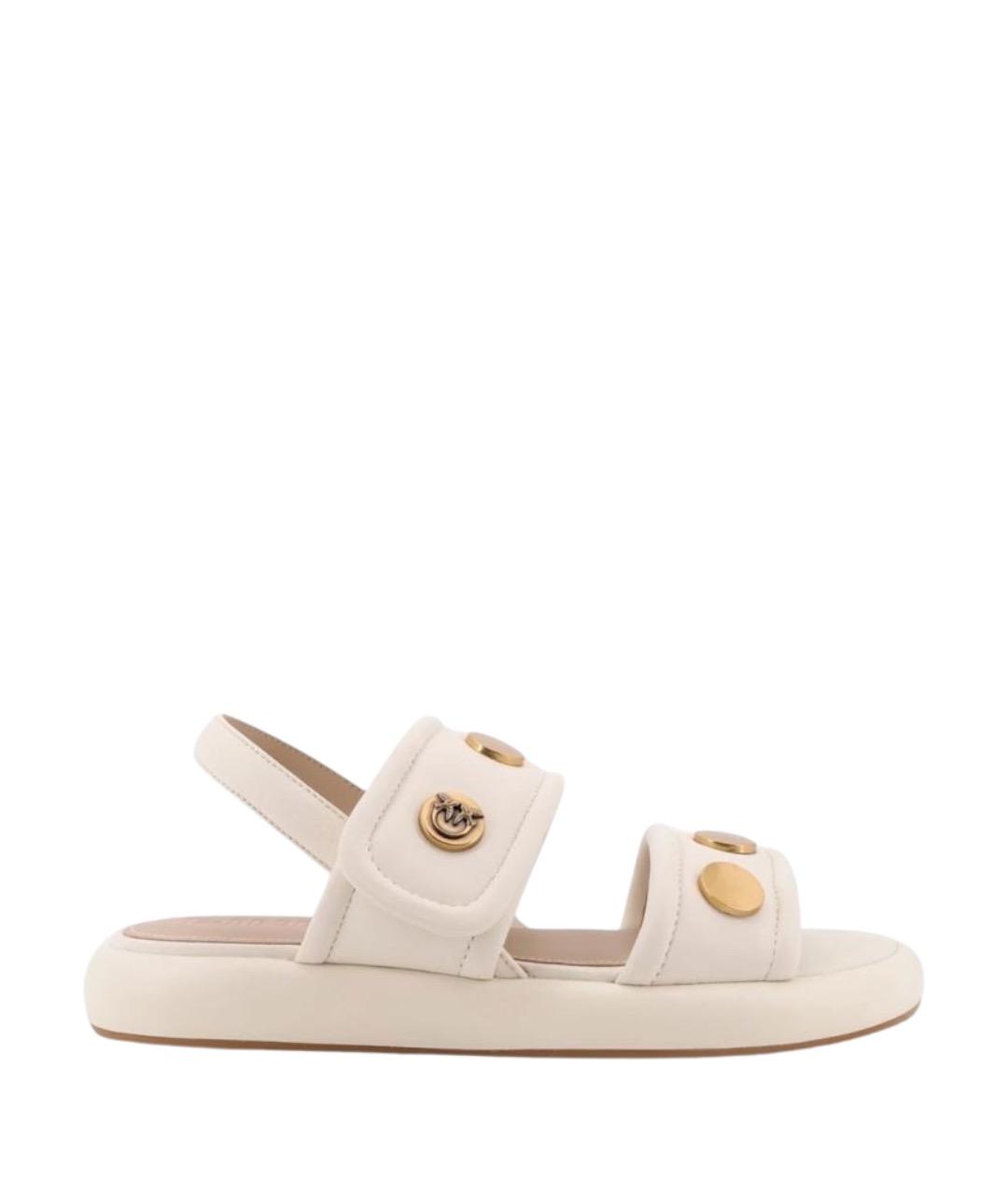 PINKO Бежевые кожаные босоножки, фото 1