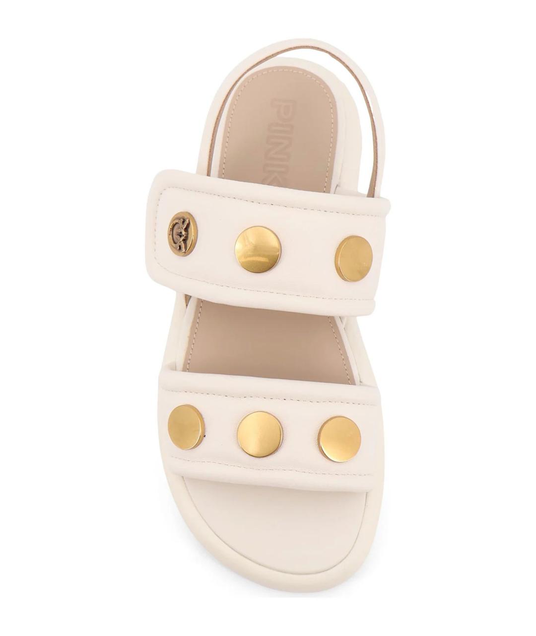 PINKO Бежевые кожаные босоножки, фото 5