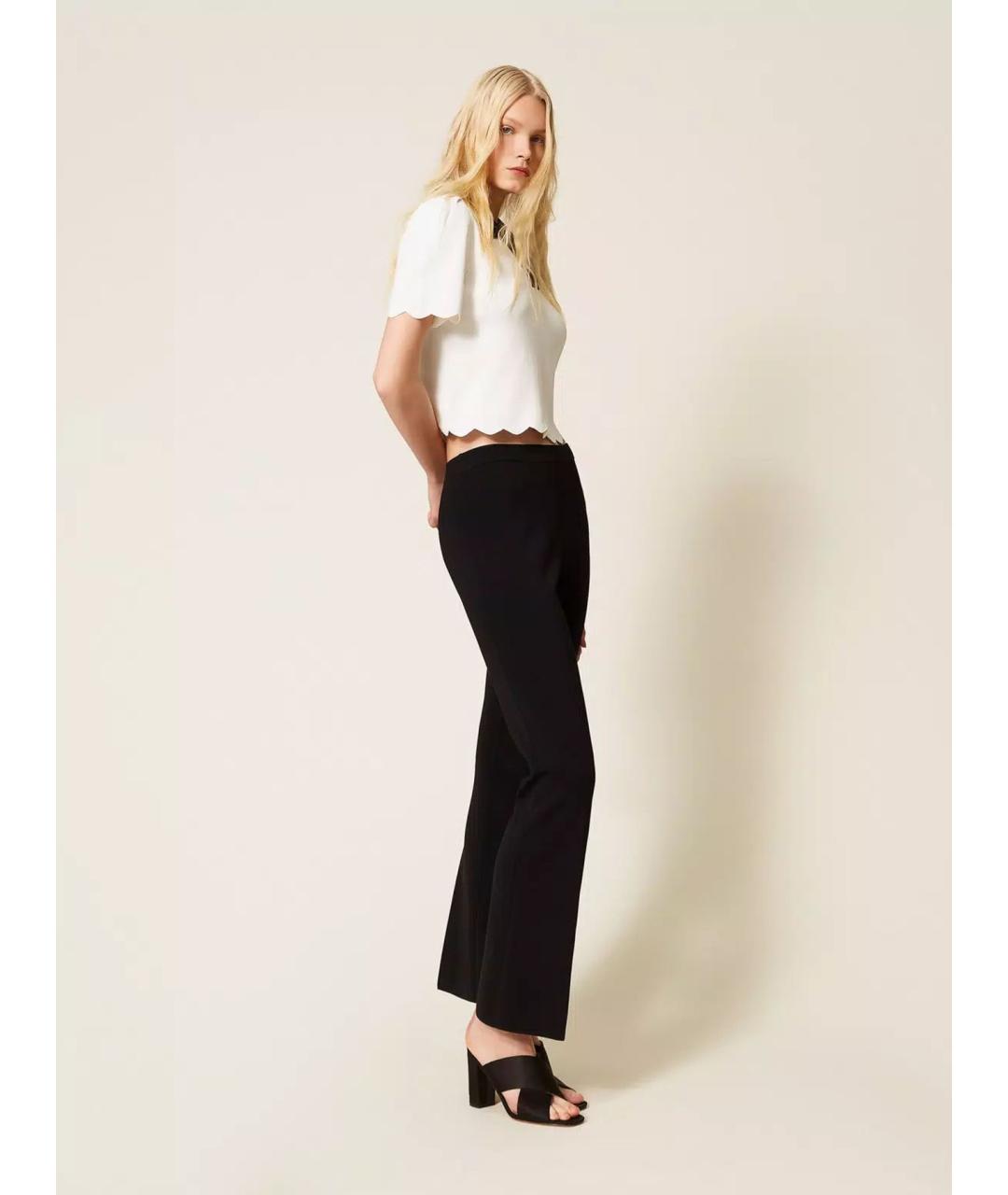 TWIN-SET Черные вискозные прямые брюки, фото 4