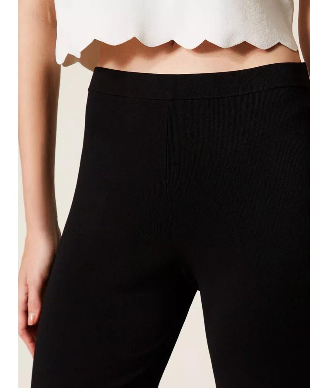TWIN-SET Черные вискозные прямые брюки, фото 6