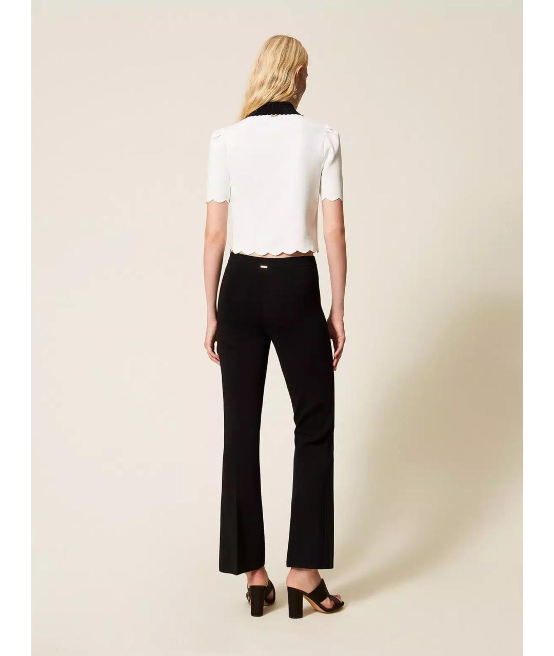 TWIN-SET Черные вискозные прямые брюки, фото 5