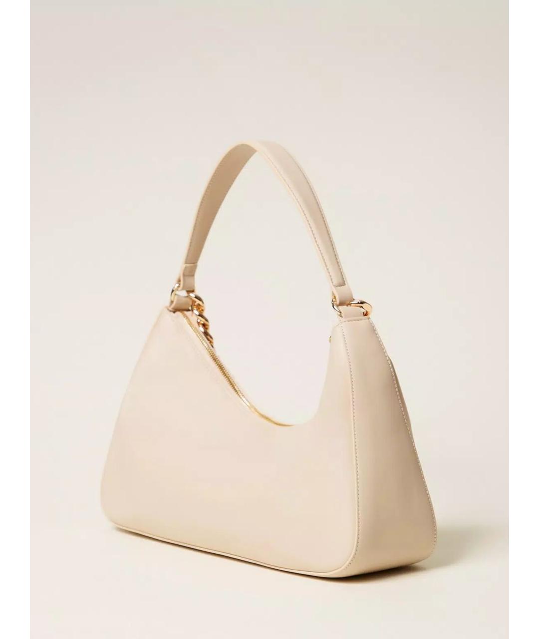 TWIN-SET Бежевая кожаная сумка через плечо, фото 3