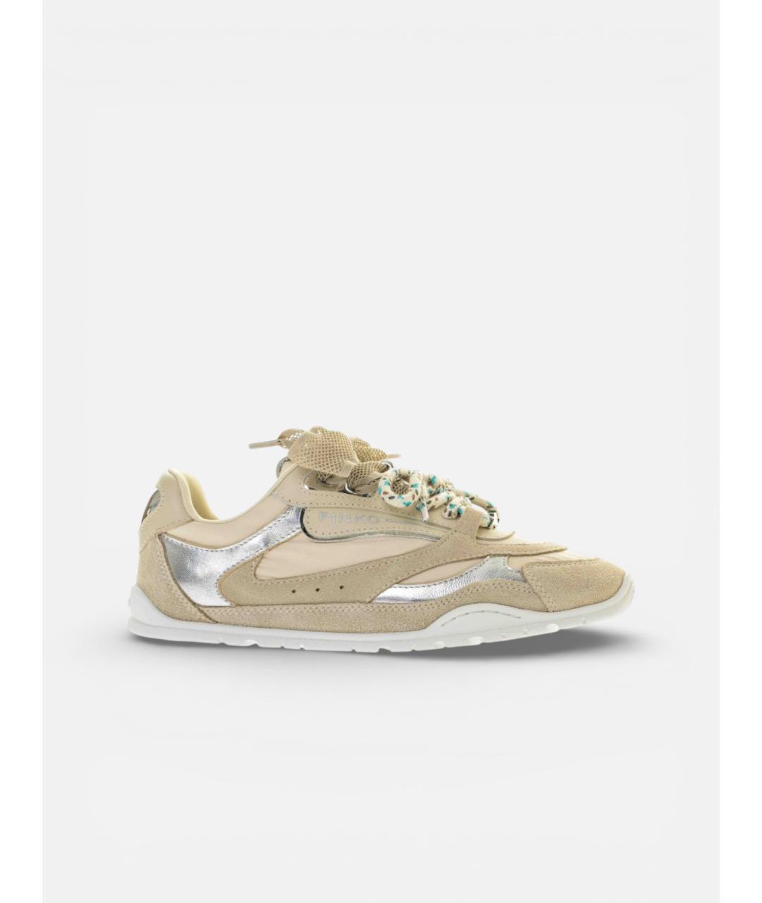 PINKO Бежевые замшевые кроссовки, фото 4