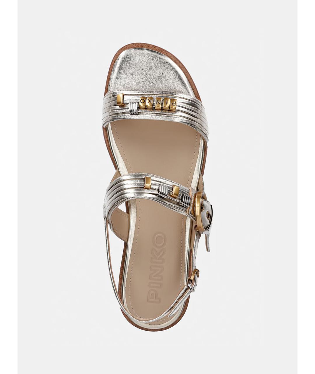 PINKO Серебряные кожаные босоножки, фото 4