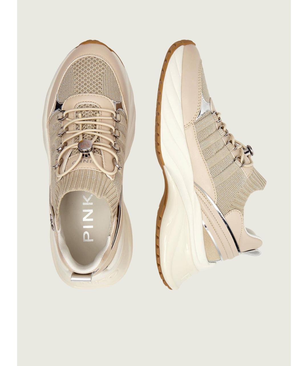 PINKO Бежевые синтетические кроссовки, фото 3