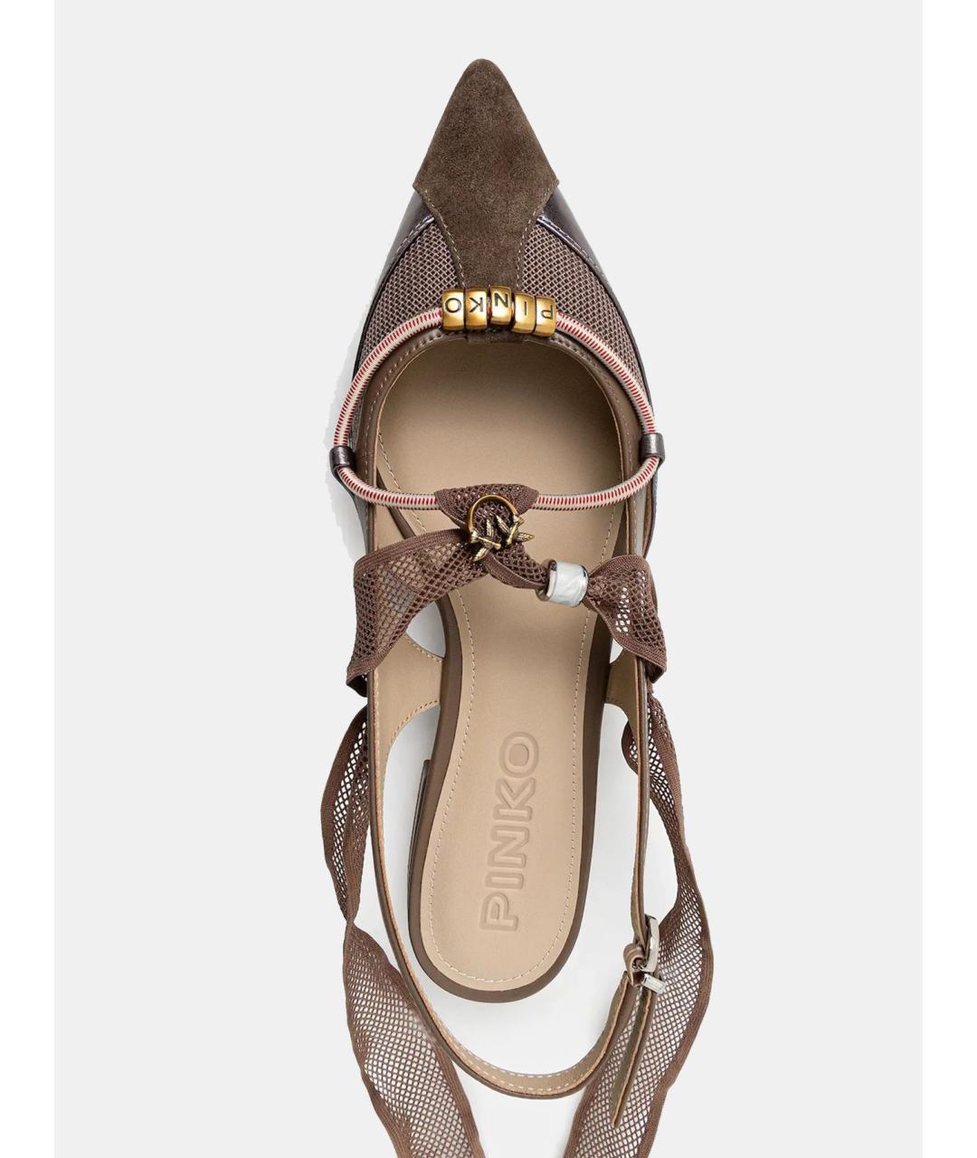 PINKO Коричневые текстильные балетки, фото 4