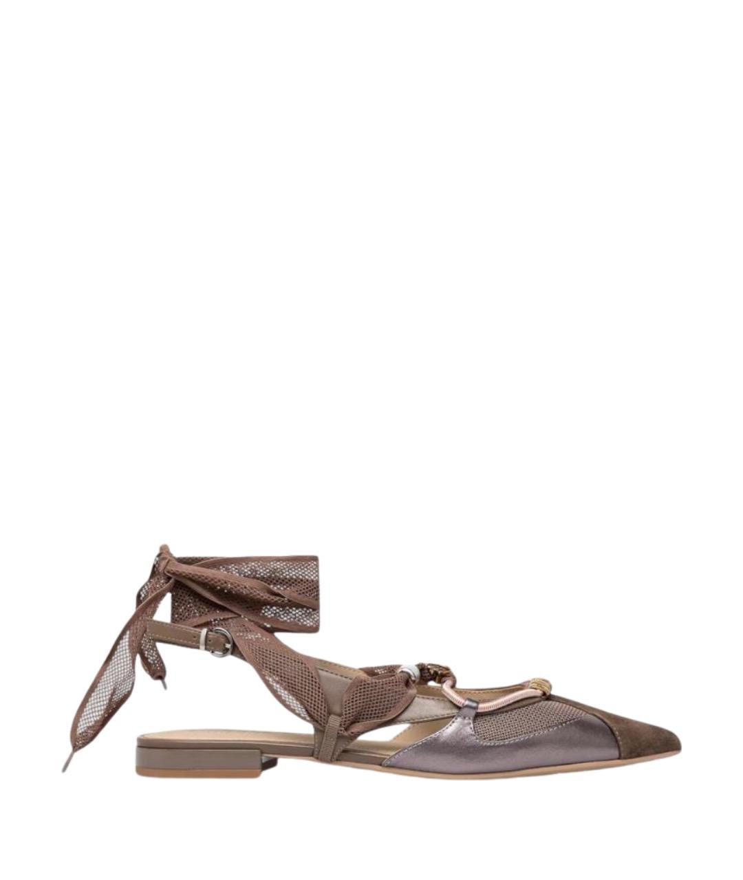 PINKO Коричневые текстильные балетки, фото 1