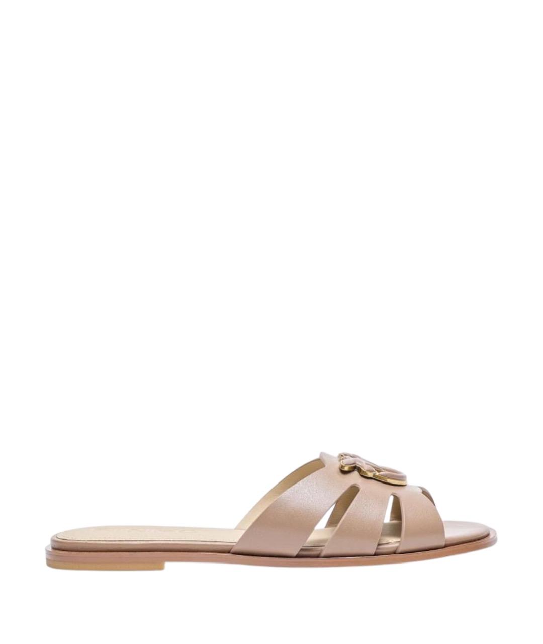 PINKO Розовые кожаные шлепанцы, фото 1