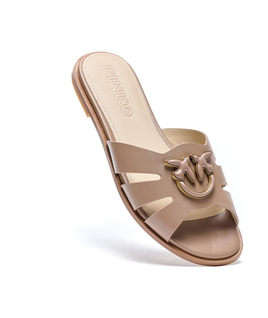 PINKO Розовые кожаные шлепанцы, фото 3