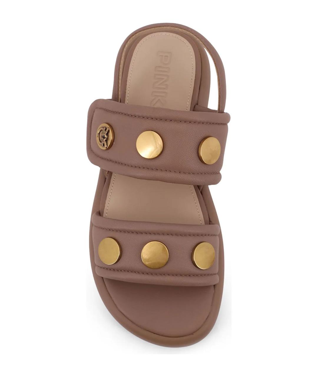 PINKO Коричневые кожаные босоножки, фото 6