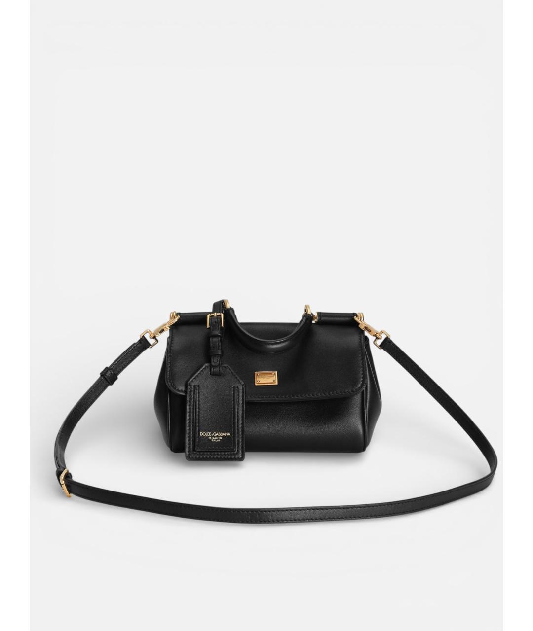 DOLCE&GABBANA Черная кожаная сумка тоут, фото 5