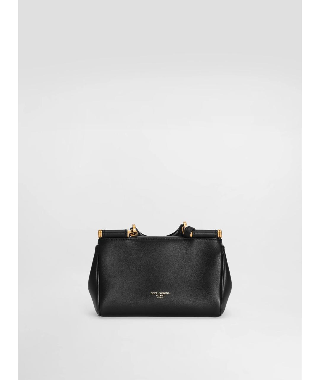 DOLCE&GABBANA Черная кожаная сумка тоут, фото 4