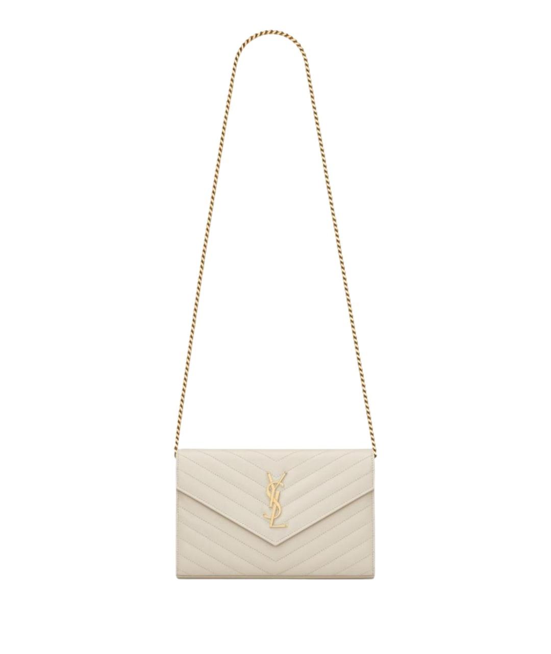 SAINT LAURENT Бежевая кожаная сумка через плечо, фото 1