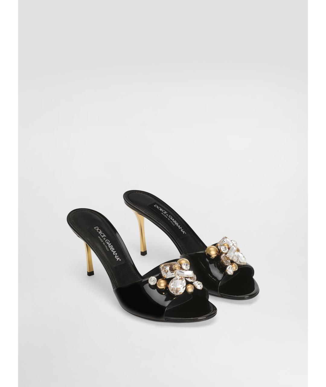 DOLCE&GABBANA Черные кожаные мюли, фото 2