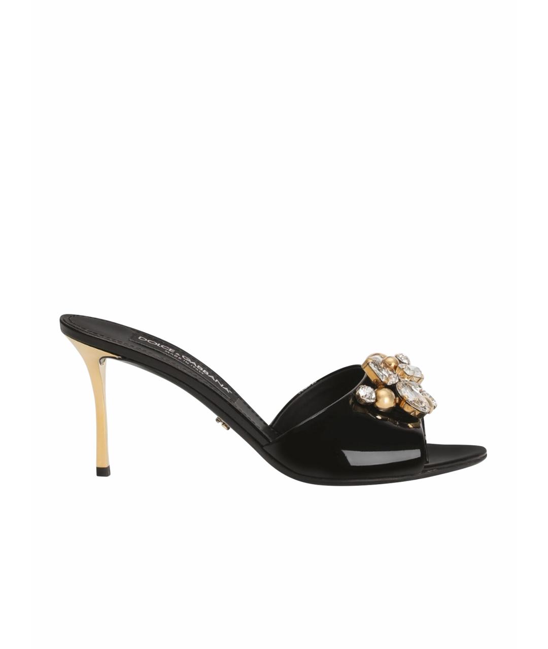 DOLCE&GABBANA Черные кожаные мюли, фото 1