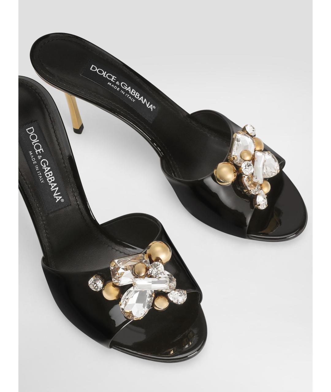 DOLCE&GABBANA Черные кожаные мюли, фото 3