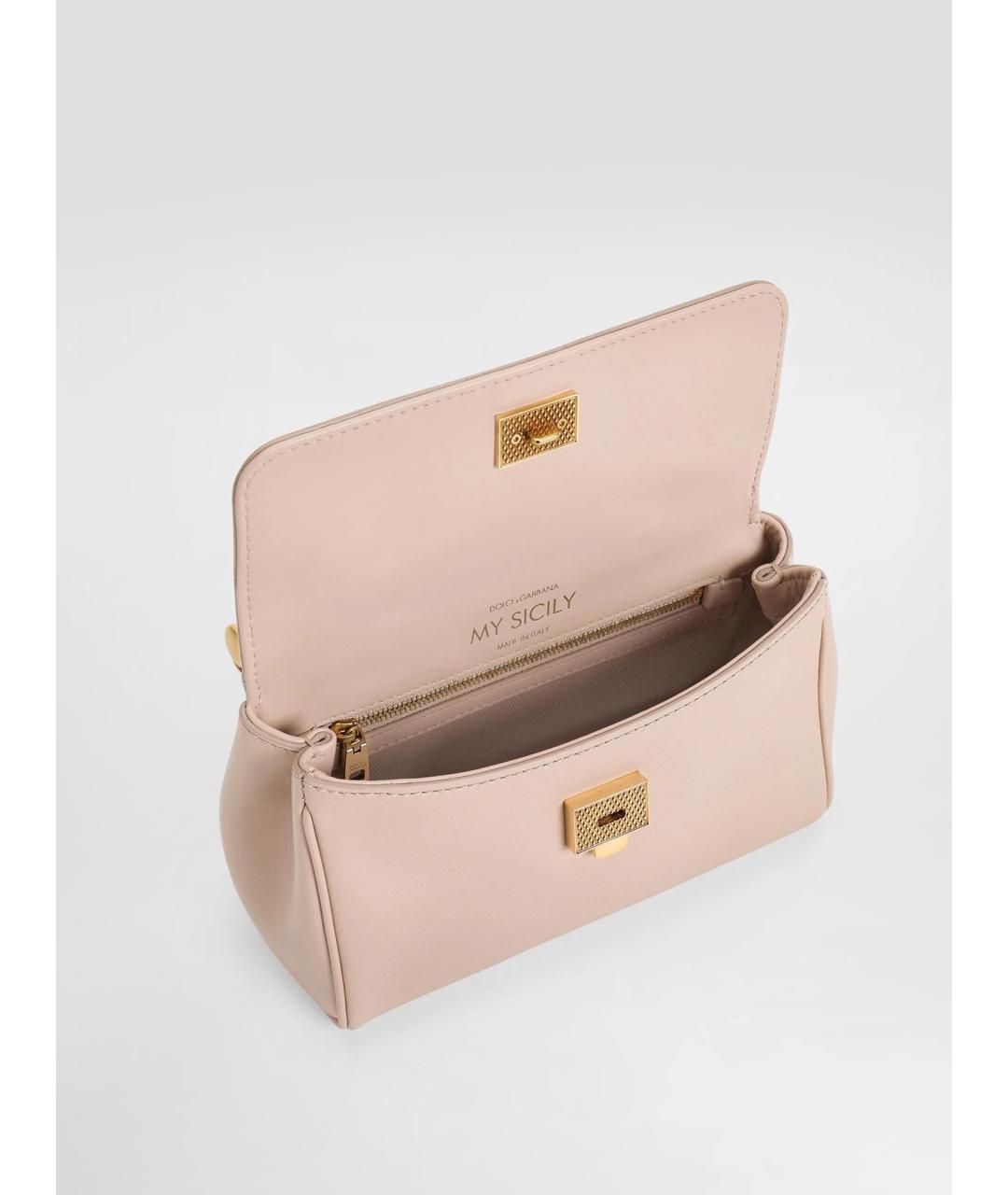 DOLCE&GABBANA Розовая кожаная сумка тоут, фото 3