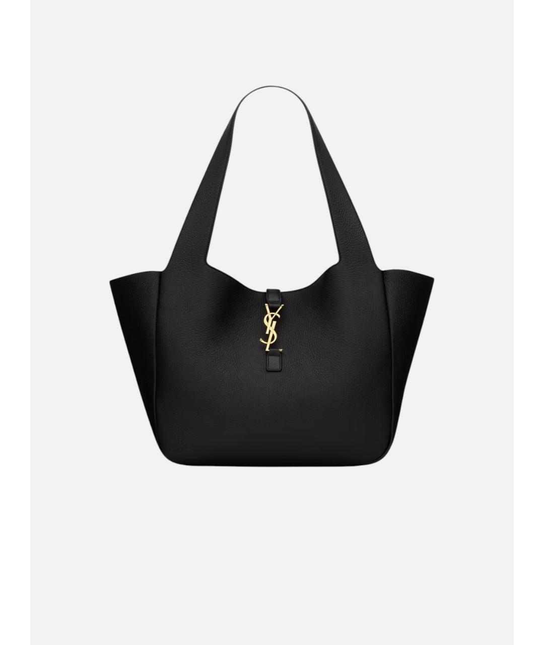 SAINT LAURENT Черная кожаная сумка тоут, фото 5