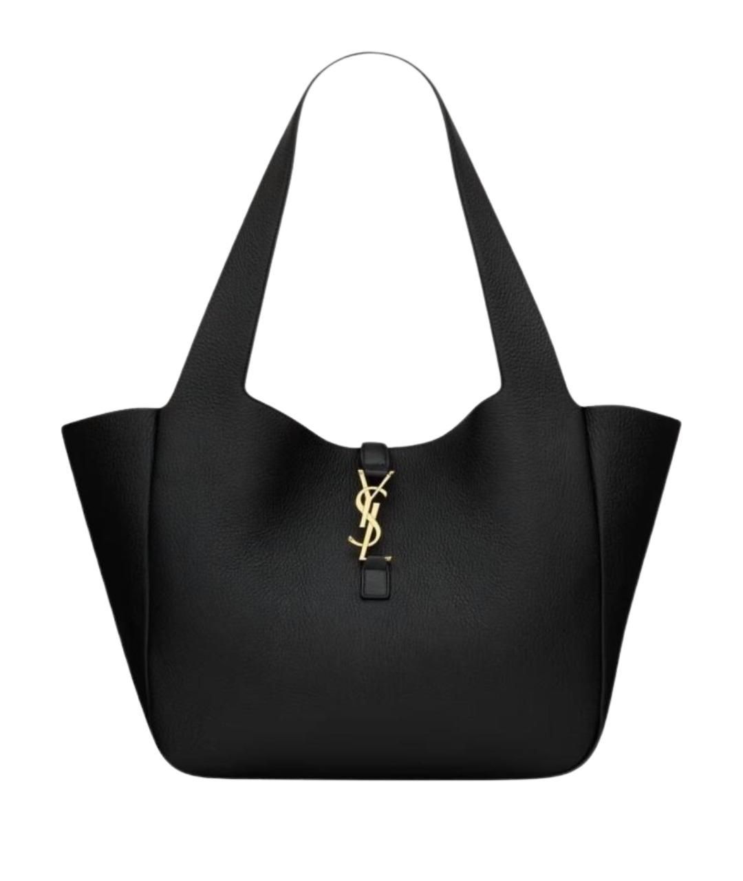 SAINT LAURENT Черная кожаная сумка тоут, фото 1