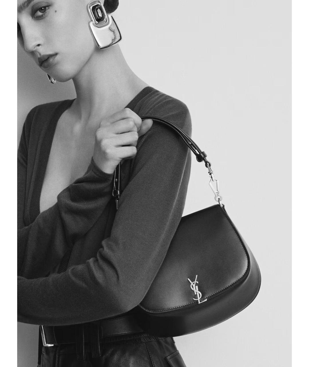 SAINT LAURENT Черная кожаная сумка через плечо, фото 2