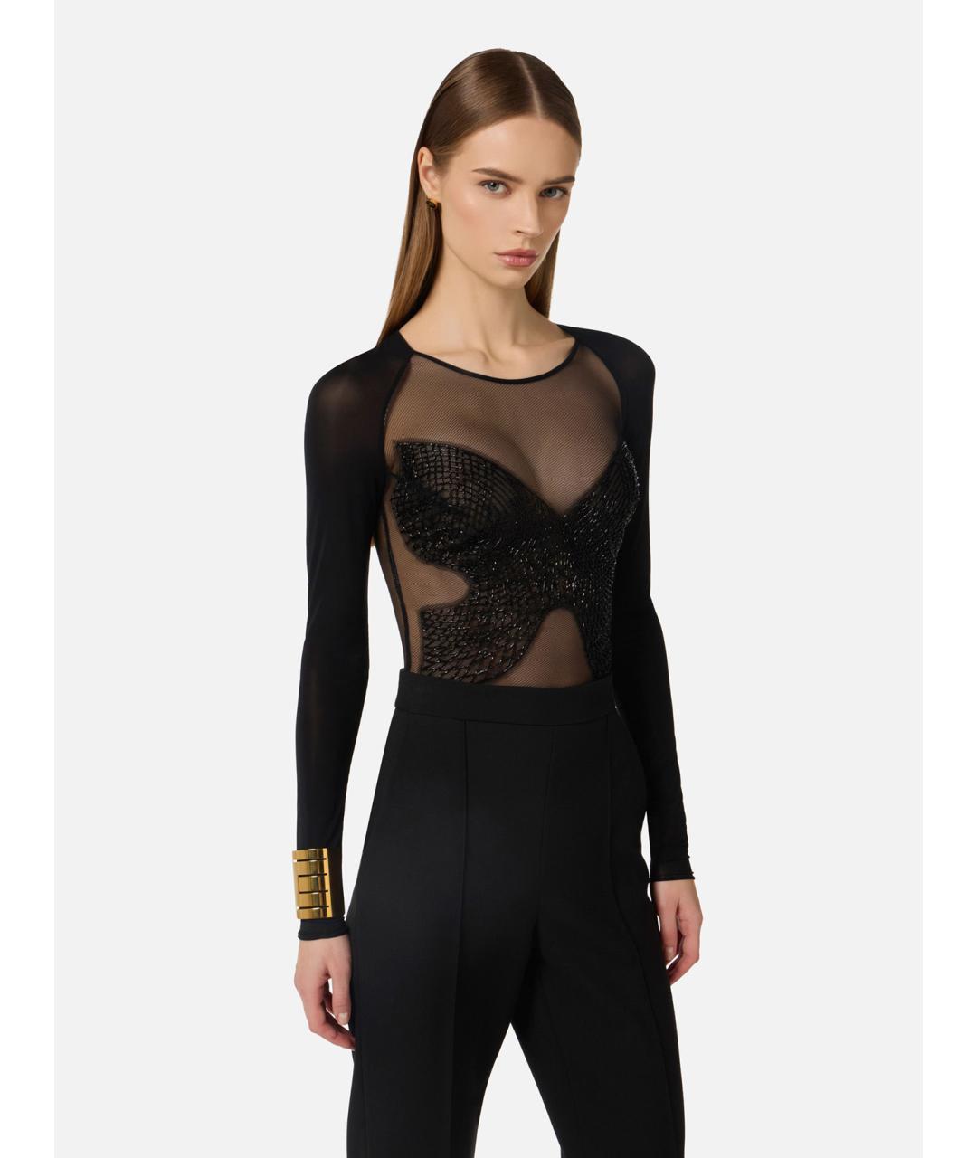 ELISABETTA FRANCHI Черное вискозное боди, фото 2