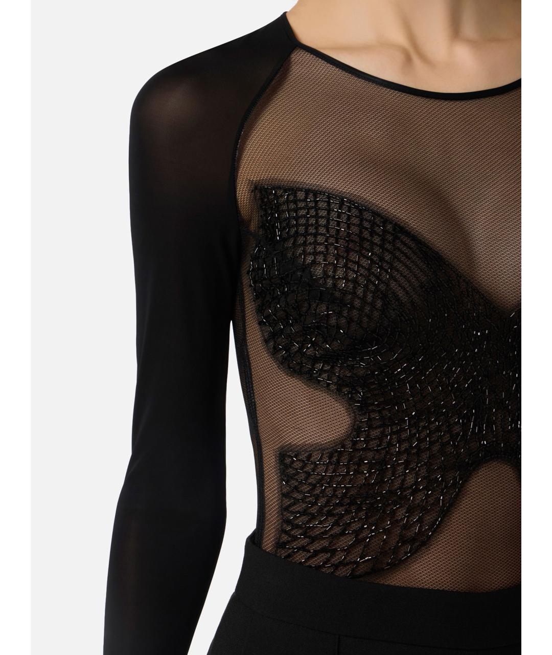 ELISABETTA FRANCHI Черное вискозное боди, фото 5