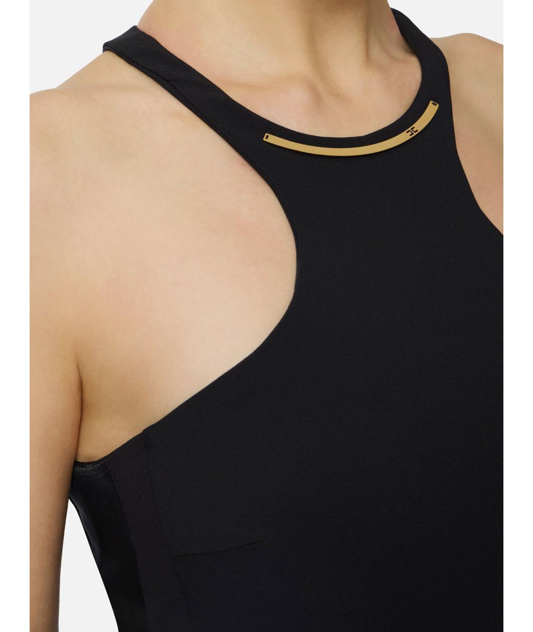 ELISABETTA FRANCHI Черное полиэстеровое коктейльное платье, фото 4